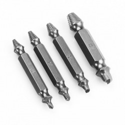 Permet de retirer les vis récalcitrantes.Fonctionne avec la majorité des têtes (cruciforme, plate, hexagonale, torx, boulon...)4 tailles différentes.