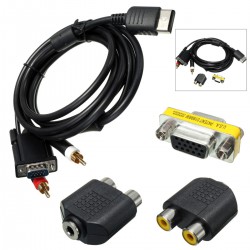 Permet de connecter la console sur une prise VGAConnectique RCA Blanche/Rouge pour le sonCâble VGA Mâle avec adaptateur FemelleAdaptateur Audio Stéréo RCA vers Jack Stéréo 3.5mm Femelle pour prise casque ou haut-parleurs par exemple.
