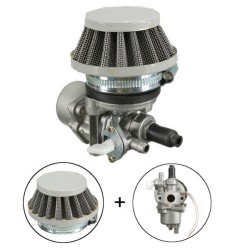 Compatible avec différents modèles, Cross, Dirt, Quad, Course...Il s'agit du modèle qui est monté d'origine sur la majeure partie des Pockets.Vendu avec son filtre à air et l'adaptateur. Plus performant que les filtres mousse dans les supports plastiques.
